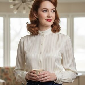 Vintage 80's Cream Blouse Size L